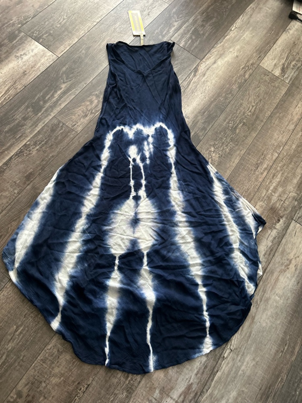 Tie-Dye Navy and White Sleeveless High Low Sundress - Size Small.  J3